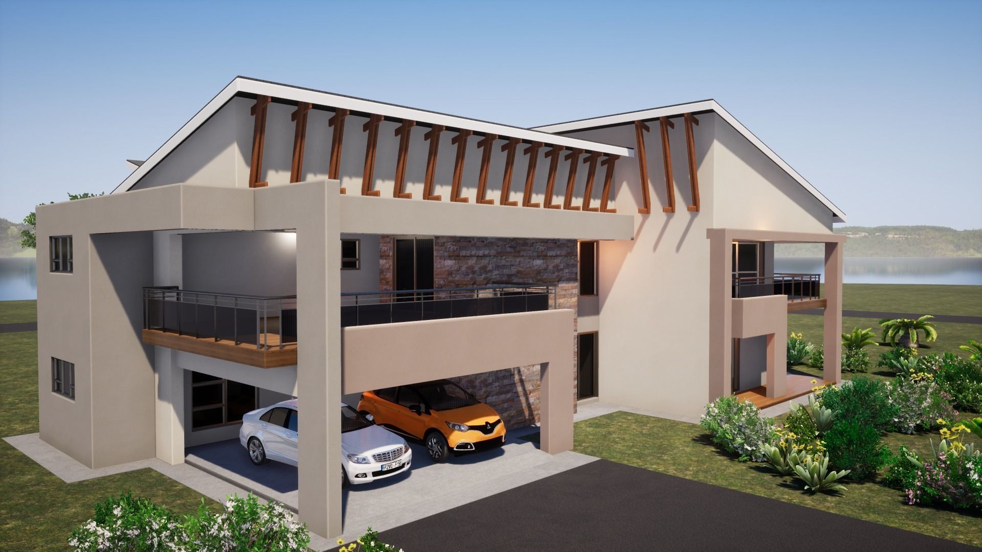 Proposed four bedroom house with maidroom 3D model_2