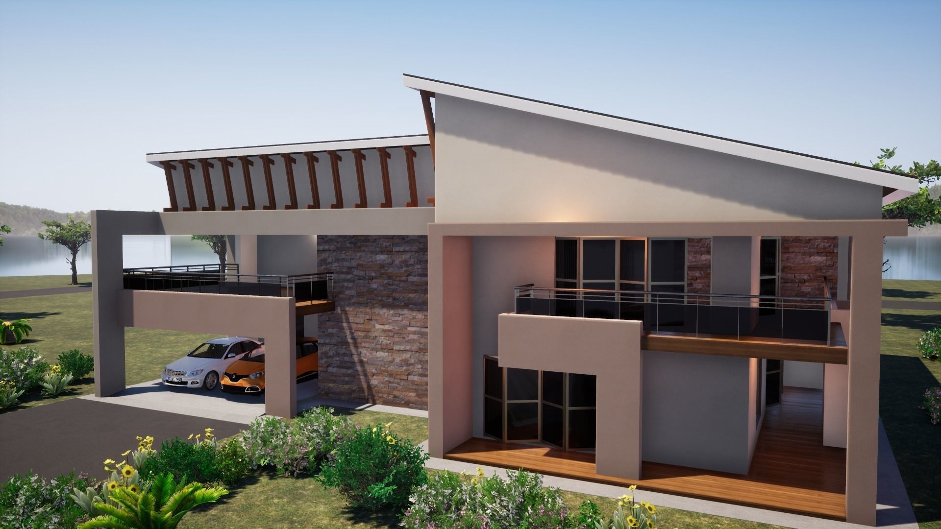 Proposed four bedroom house with maidroom 3D model_11