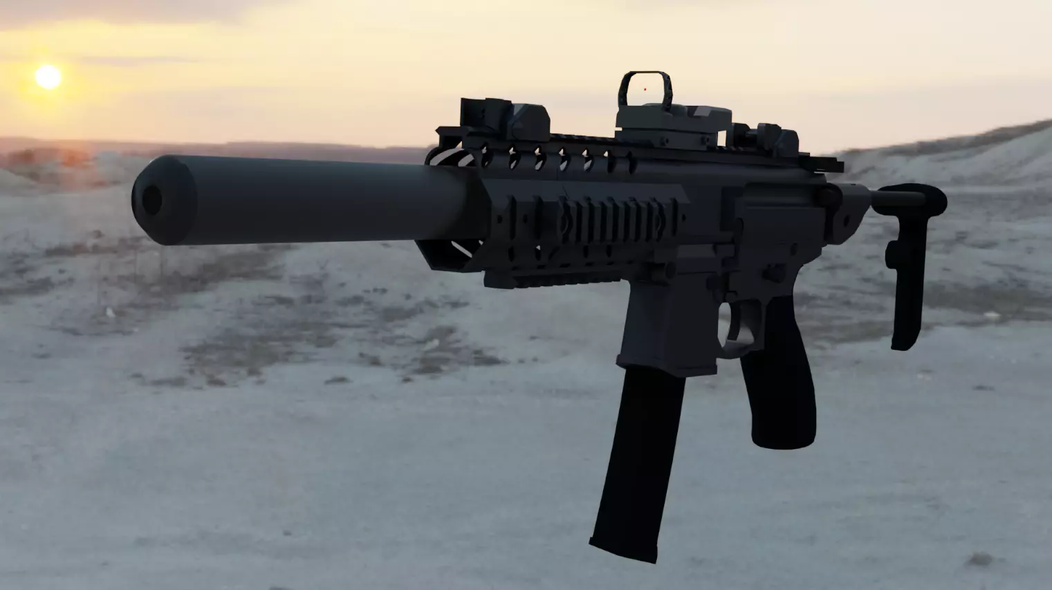 MPX Suppressed Low-poly 3D model_0