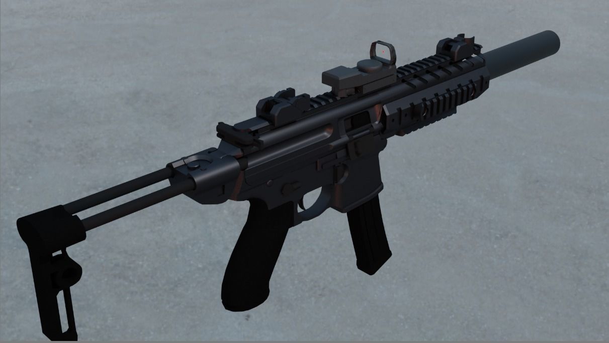 MPX Suppressed Low-poly 3D model_1
