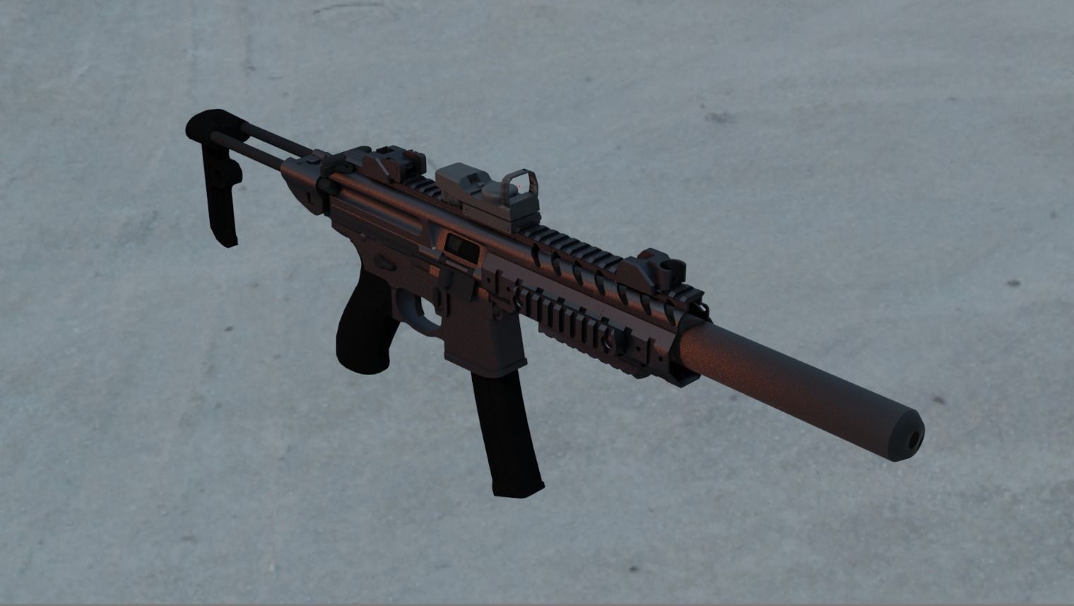 MPX Suppressed Low-poly 3D model_2
