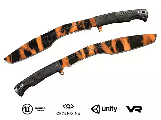 Knife Kukri - Coated Metal Low-poly 3D model