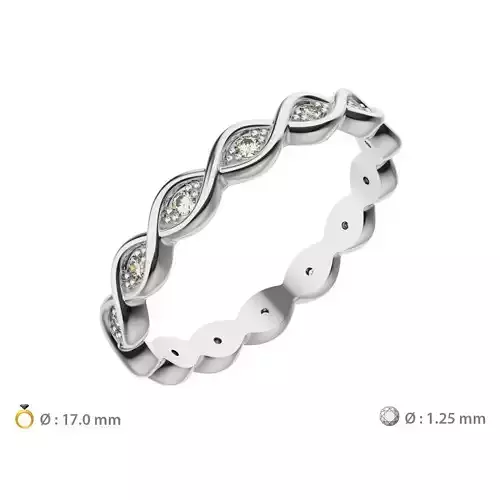 N159 Wedding ring infinity wave with gems