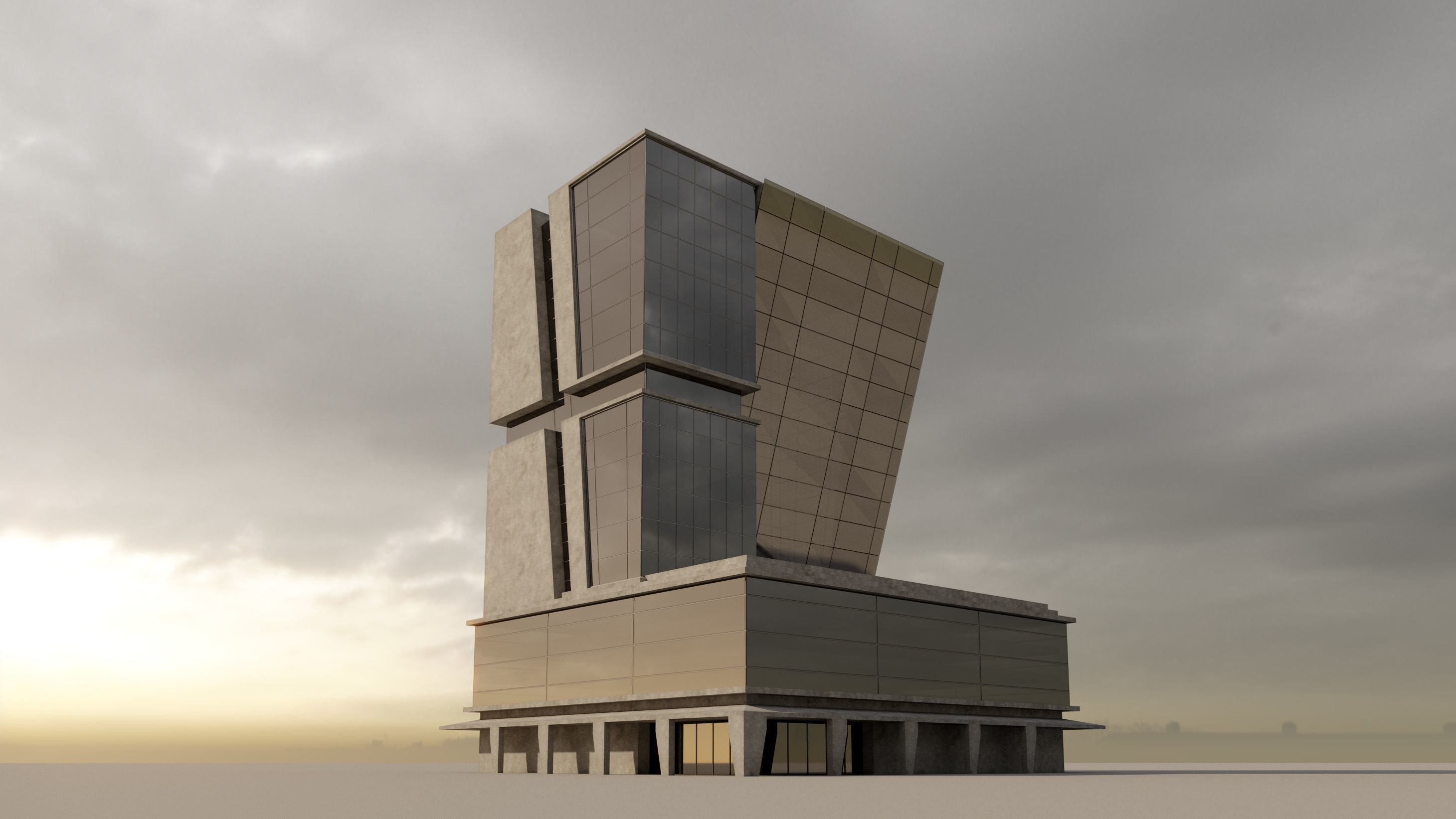 Futuristic sci-fi buildings kit 3D model_20