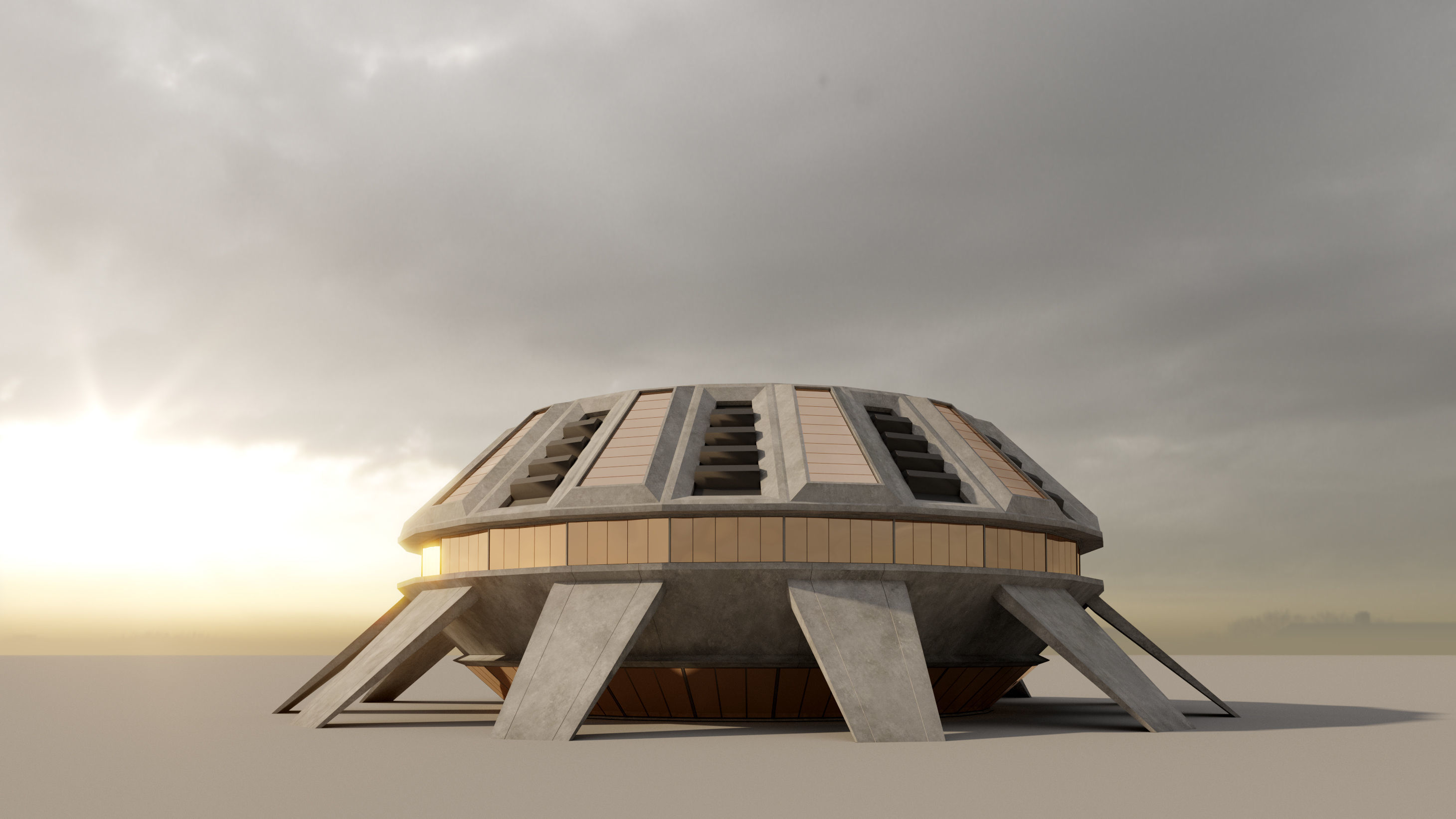 Futuristic sci-fi buildings kit 3D model_12