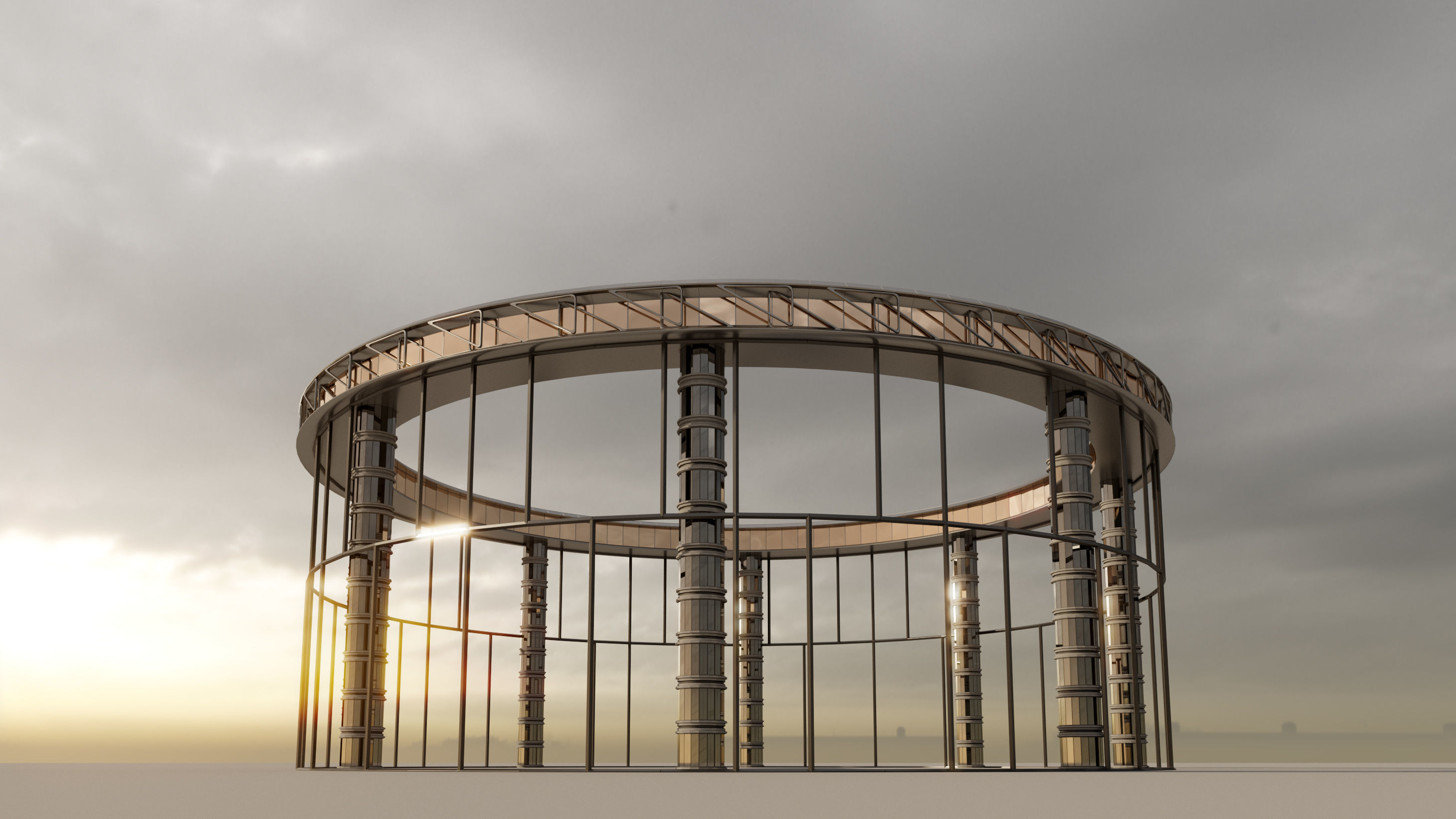 Futuristic sci-fi buildings kit 3D model_21