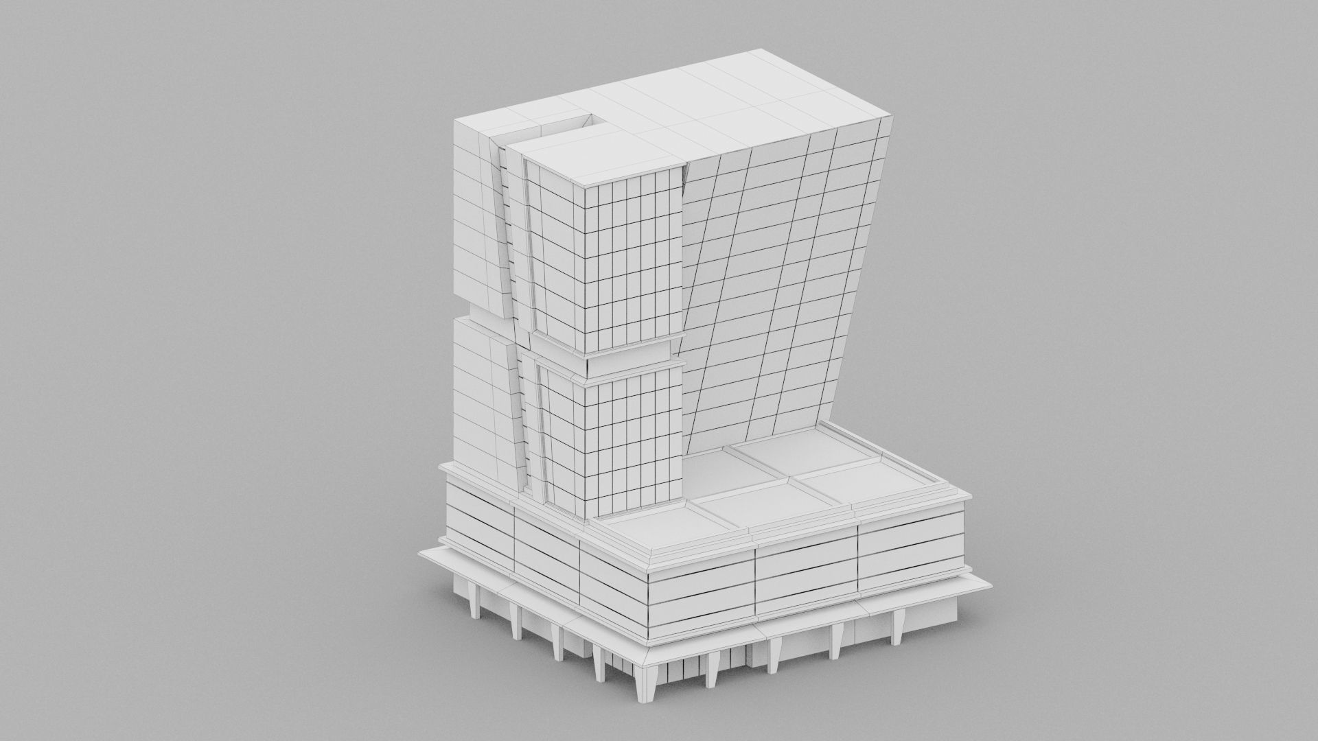 Futuristic sci-fi buildings kit 3D model_30