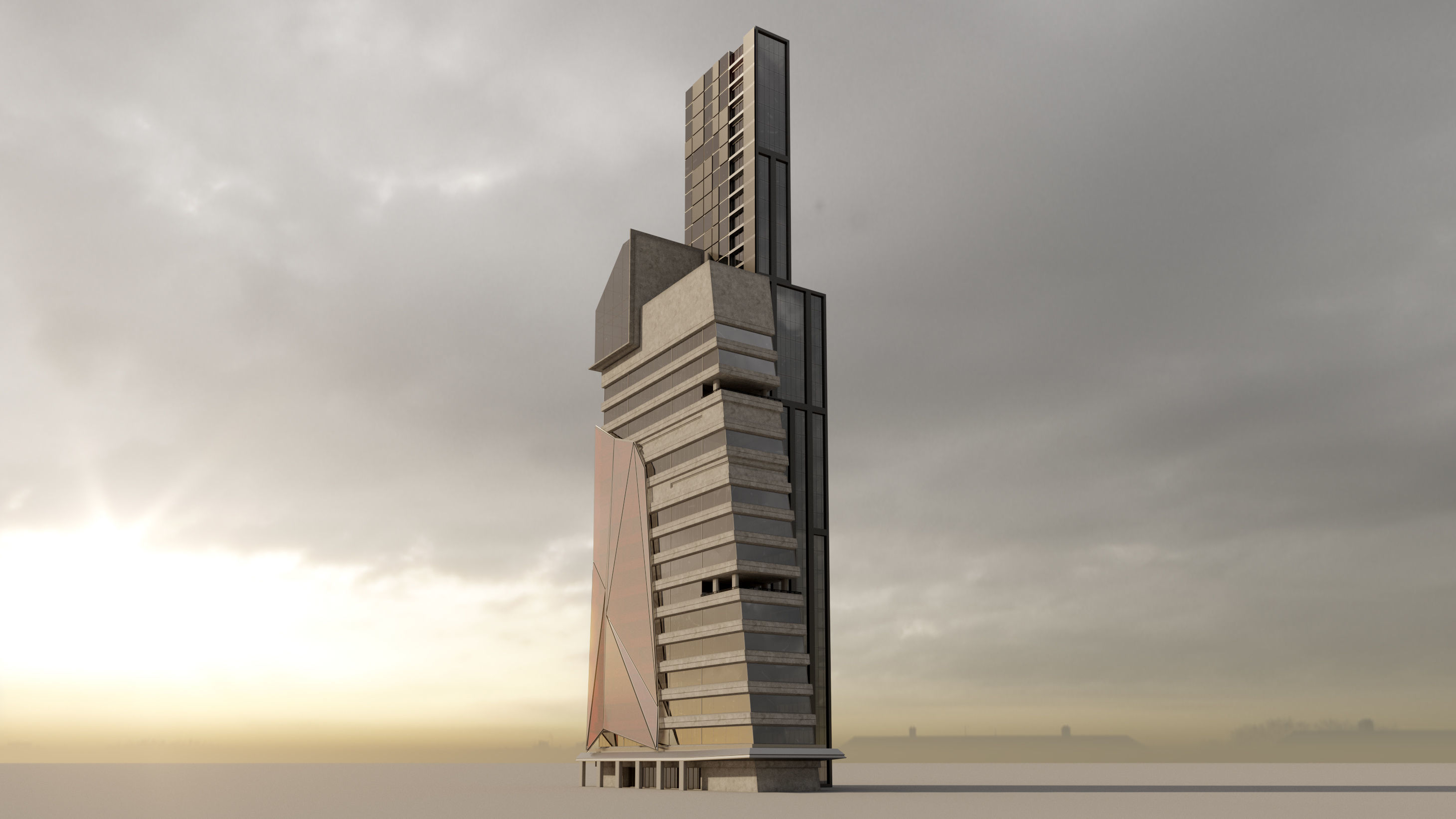 Futuristic sci-fi buildings kit 3D model_9
