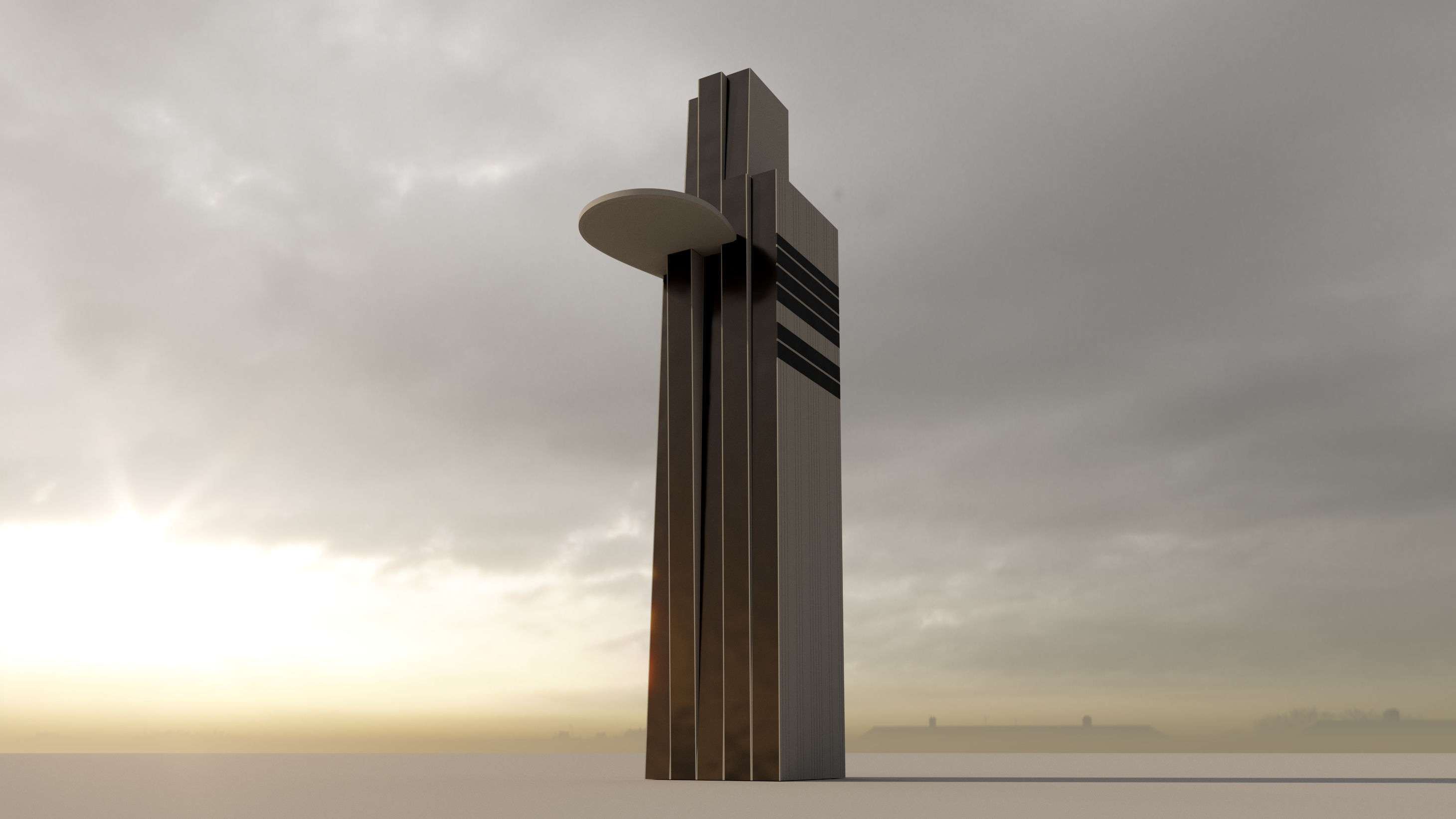 Futuristic sci-fi buildings kit 3D model_19