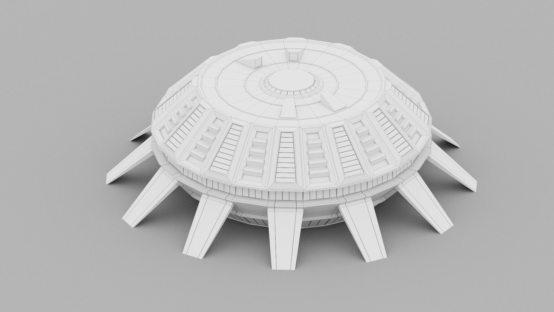 Futuristic sci-fi buildings kit 3D model_22