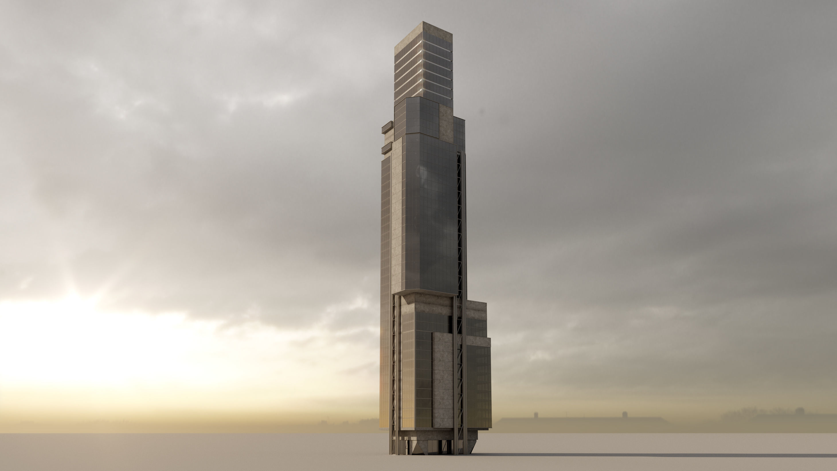 Futuristic sci-fi buildings kit 3D model_18