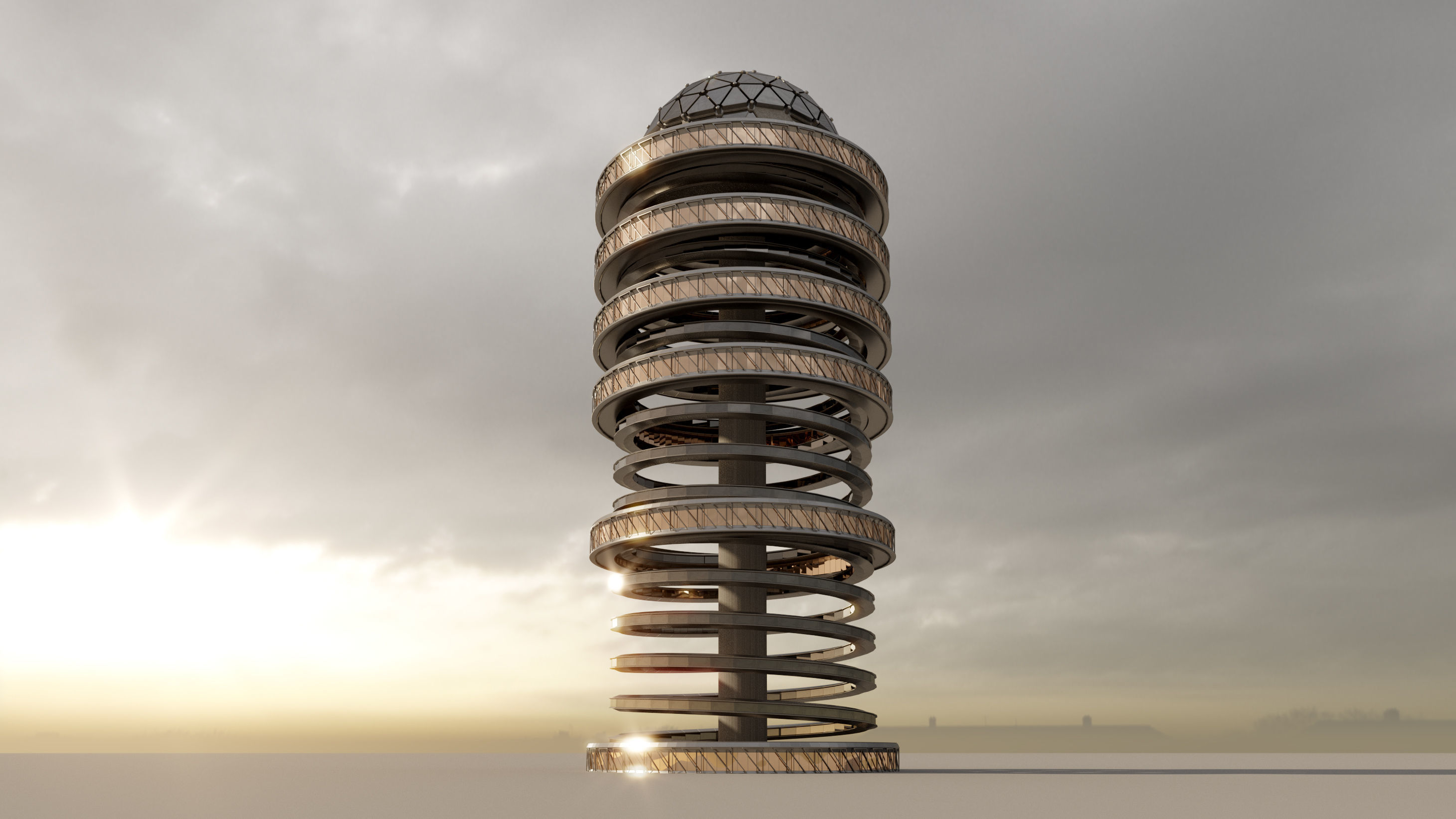 Futuristic sci-fi buildings kit 3D model_17