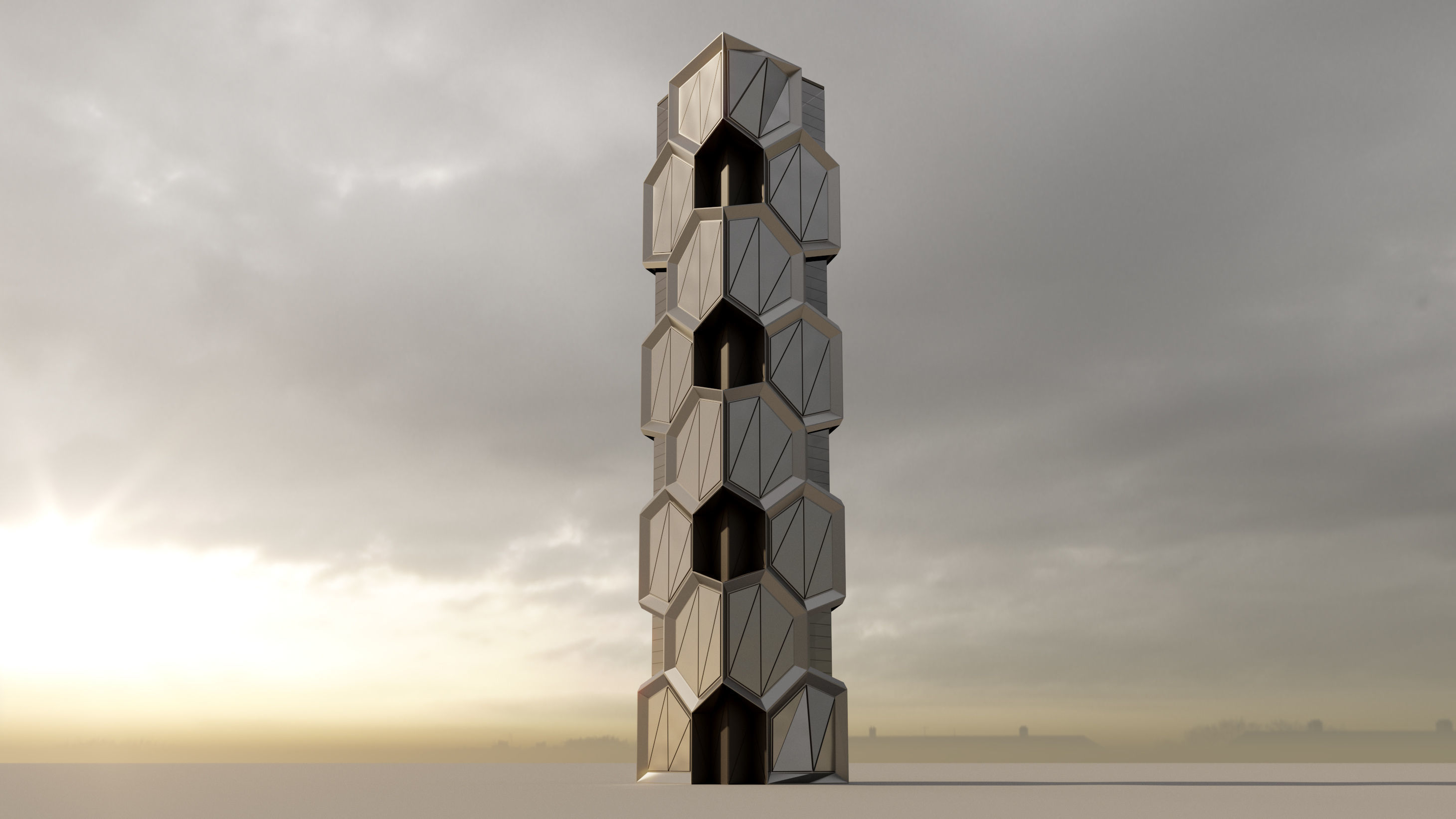 Futuristic sci-fi buildings kit 3D model_7