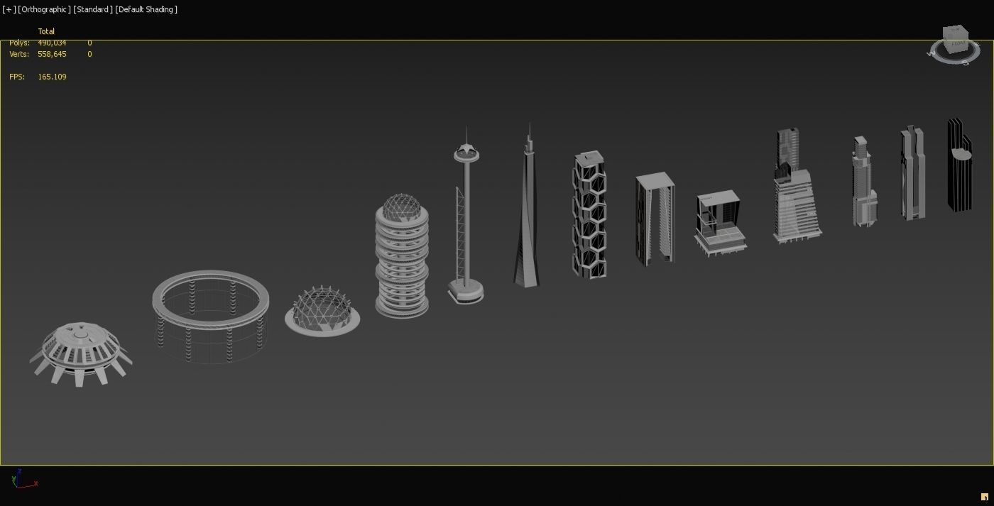 Futuristic sci-fi buildings kit 3D model_32