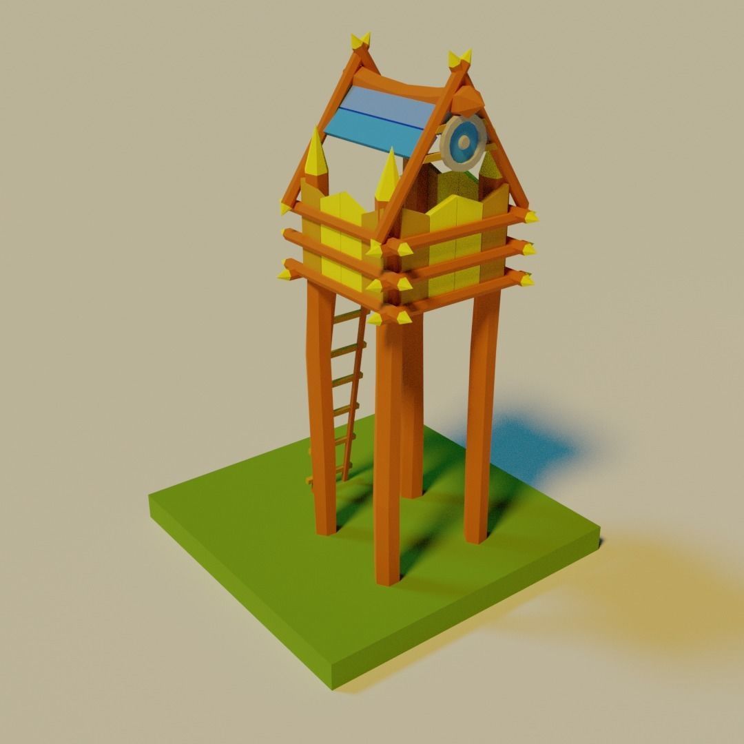 Medieval buildings pack Free low-poly 3D model_6