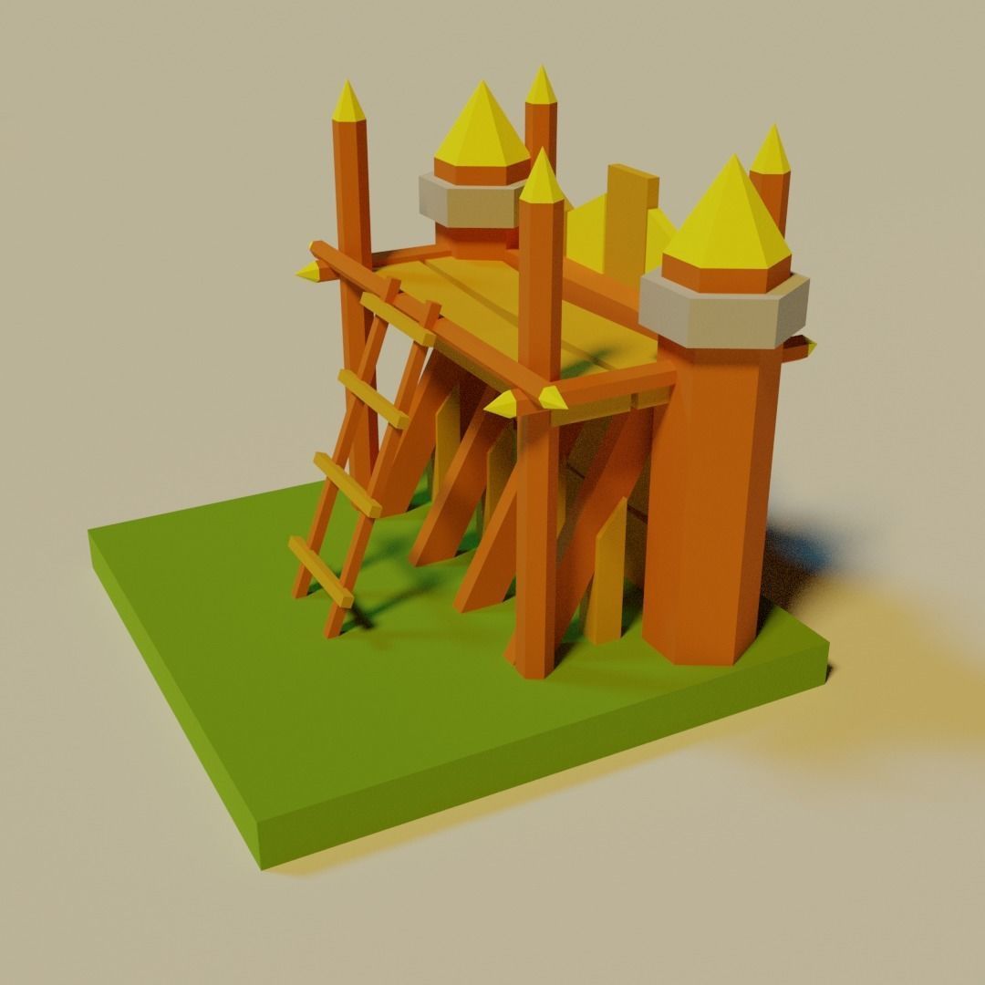 Medieval buildings pack Free low-poly 3D model_9