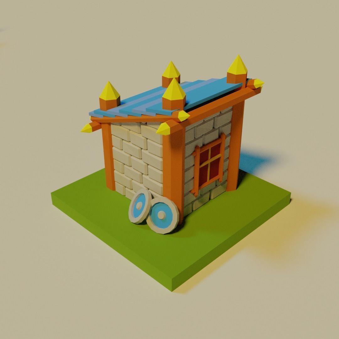 Medieval buildings pack Free low-poly 3D model_8
