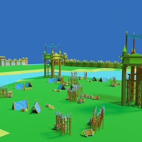 Medieval buildings pack Free low-poly 3D model