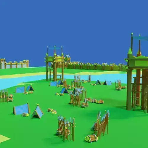 Medieval buildings pack Free low-poly 3D model