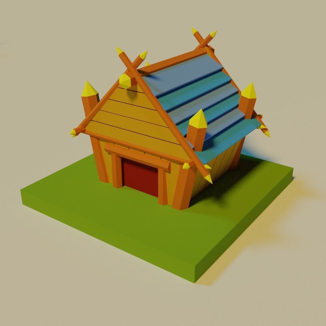 Medieval buildings pack Free low-poly 3D model_7