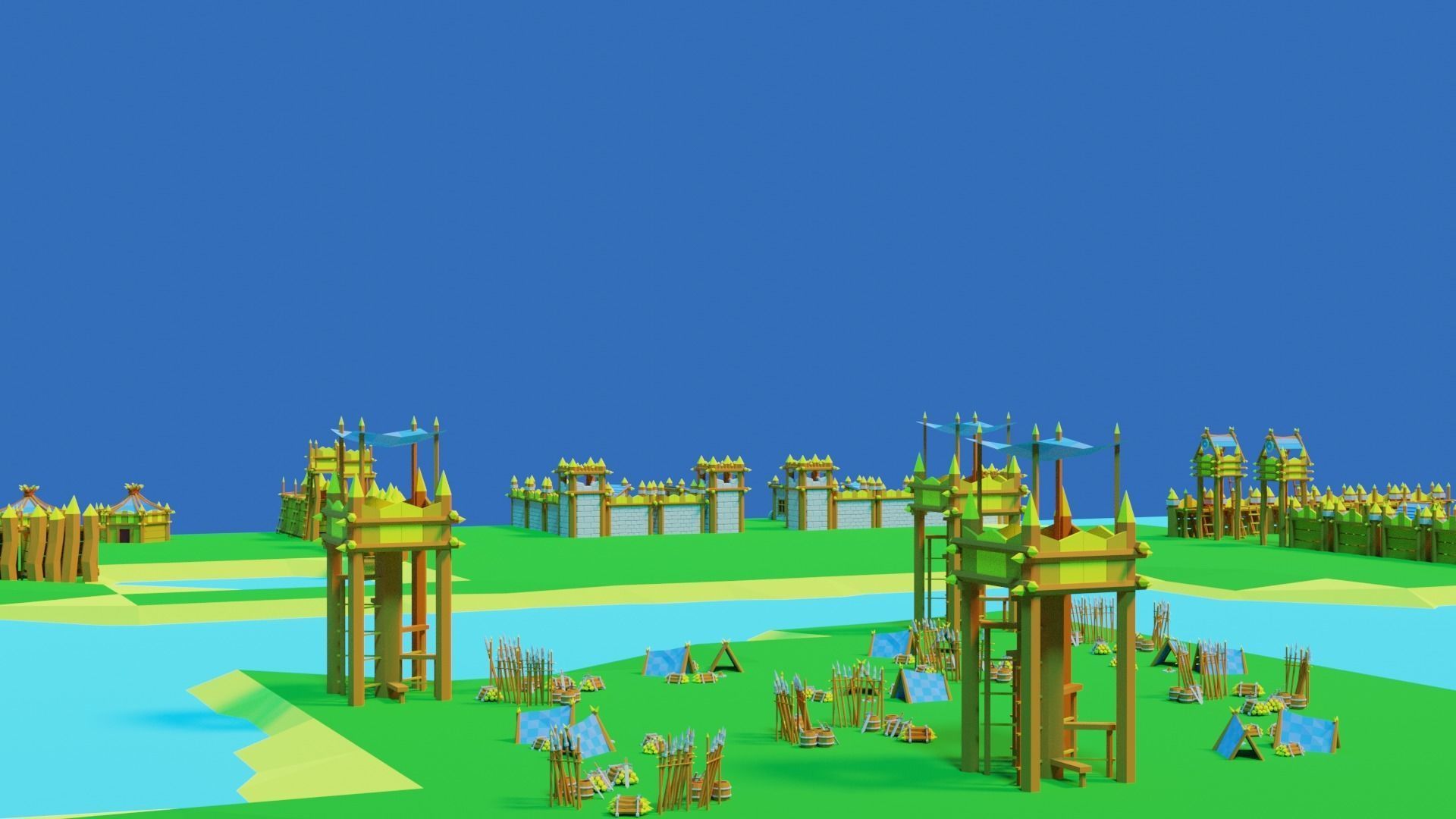 Medieval buildings pack Free low-poly 3D model_5