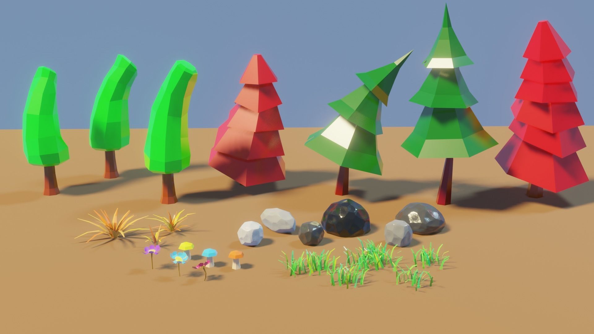 Lowpoly nature pack Free low-poly 3D model_1
