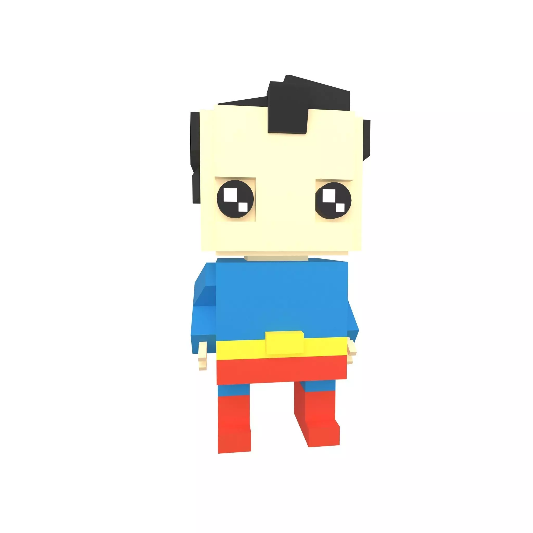 Brick HeadZ 0002 Superman Low-poly 3D model_0