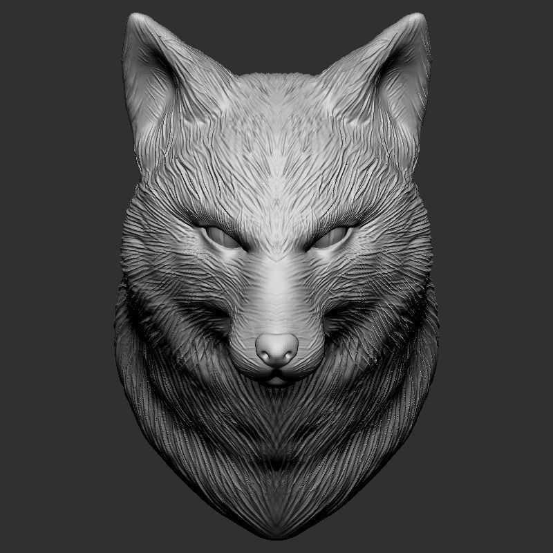 Fox Bust - 4 Types STL 3D print model_2
