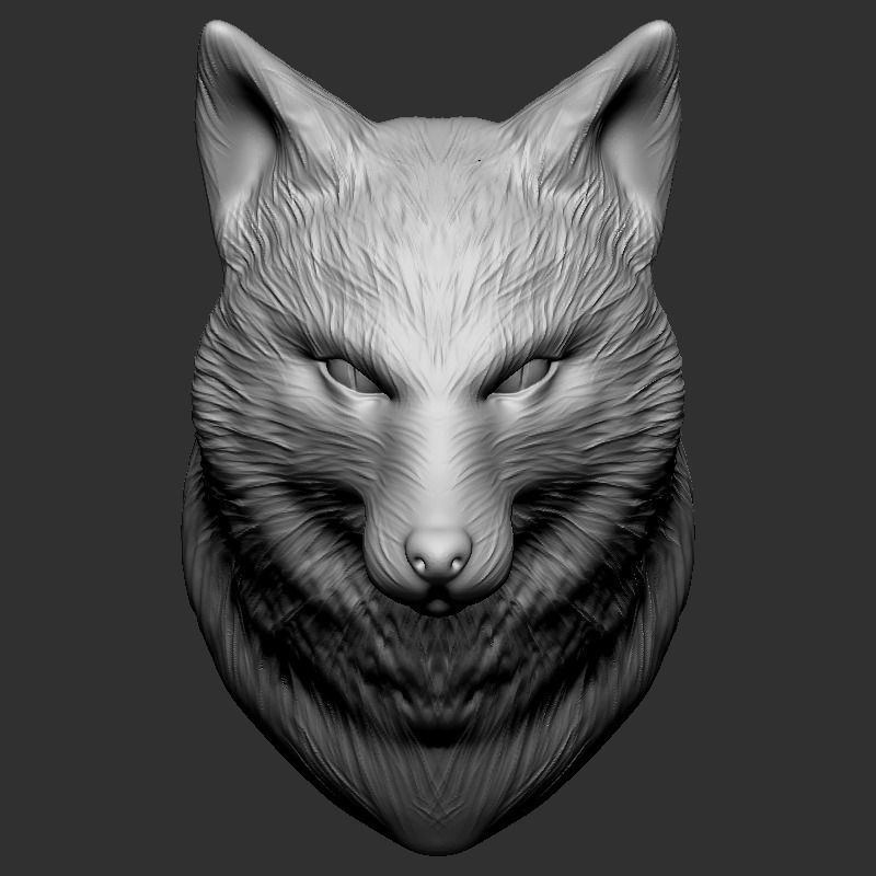 Fox Bust - 4 Types STL 3D print model_3