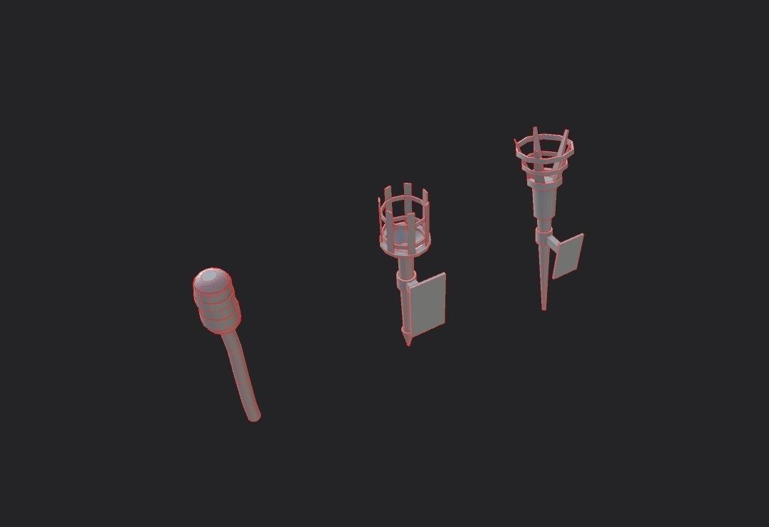 Medieval Torch Low-poly 3D model_9