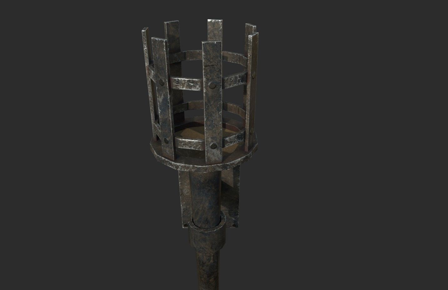 Medieval Torch Low-poly 3D model_4