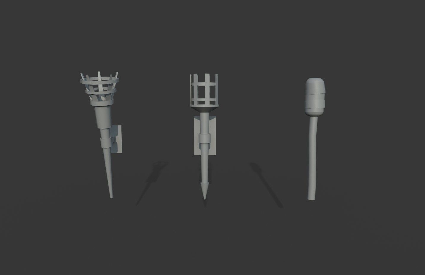 Medieval Torch Low-poly 3D model_8