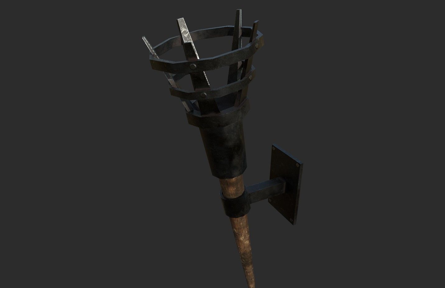 Medieval Torch Low-poly 3D model_5