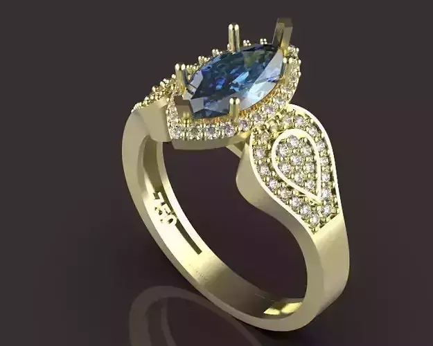 Engagement ring Silver Gold  Print