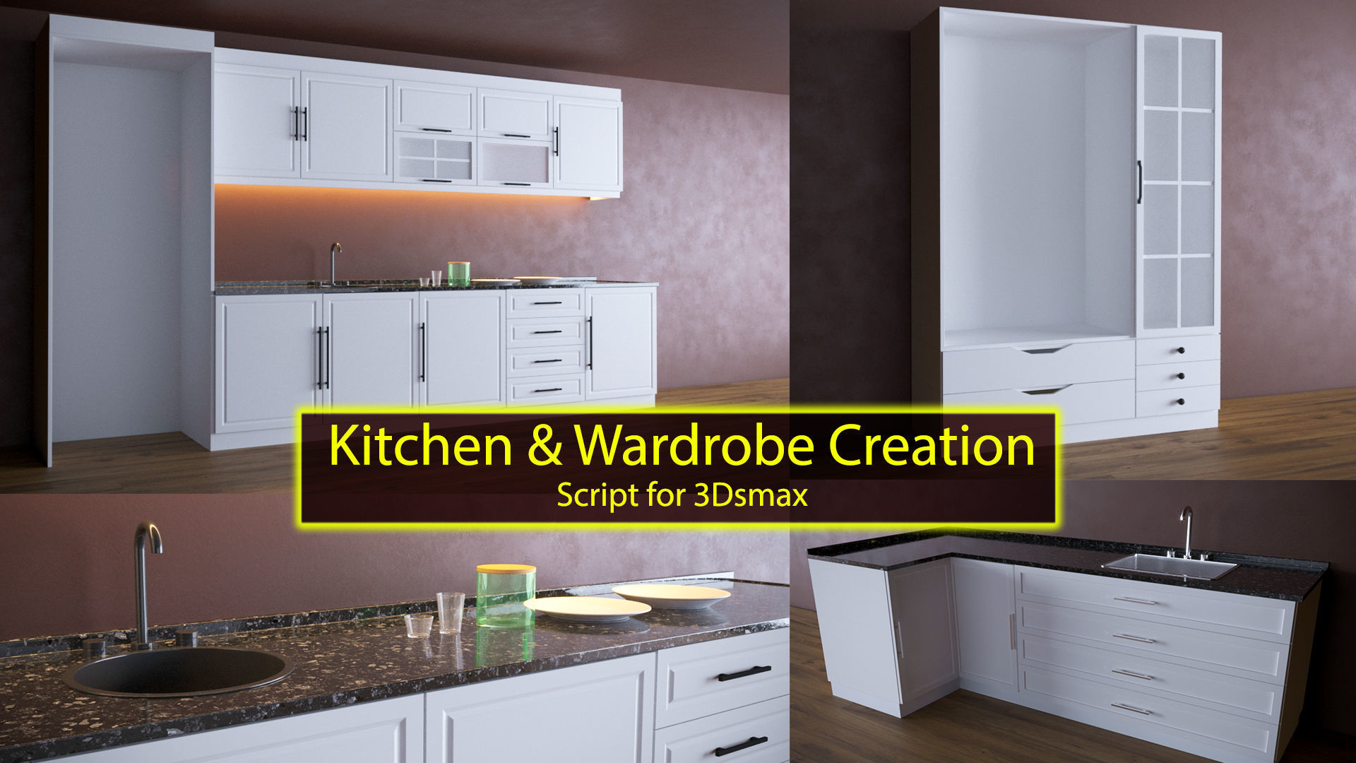 Kitchen and Wardrobe Creation 3D model_0