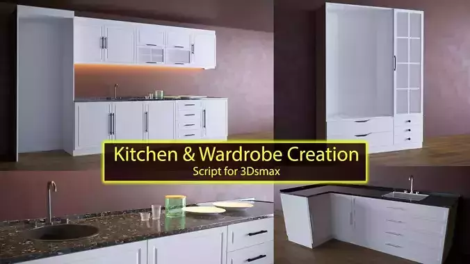 Kitchen and Wardrobe Creation 3D model