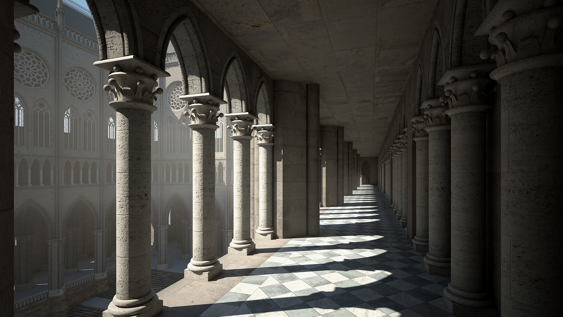 Courtyard of a Gothic Temple 3D model_21