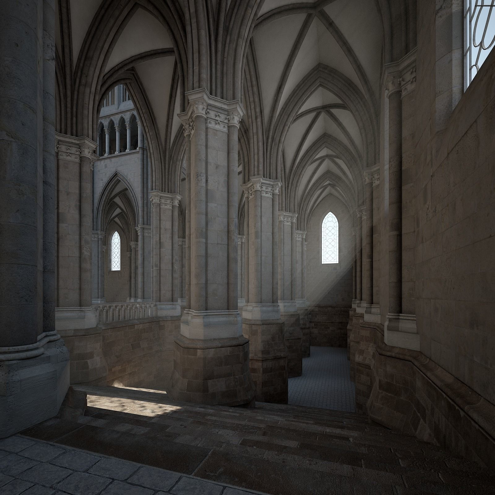 Courtyard of a Gothic Temple 3D model_10