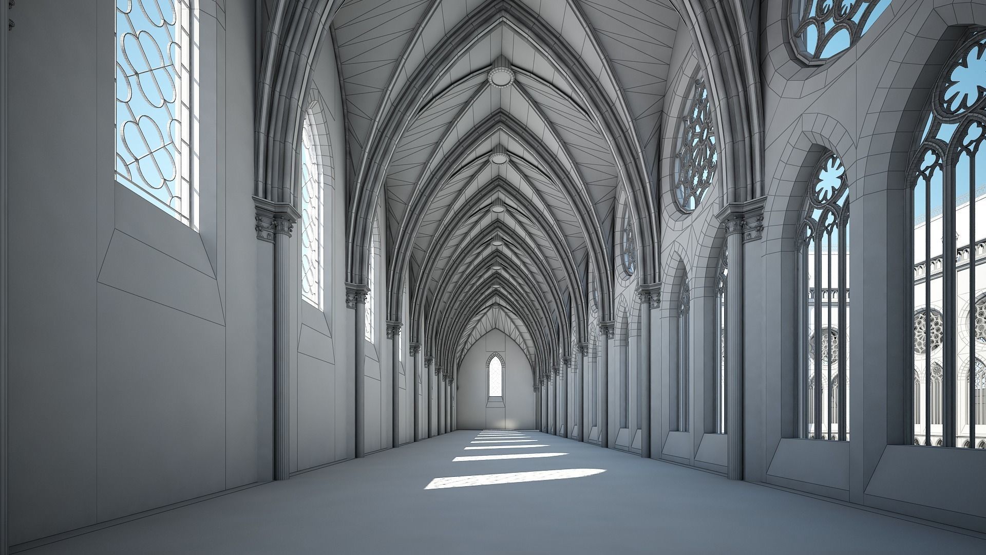 Courtyard of a Gothic Temple 3D model_42