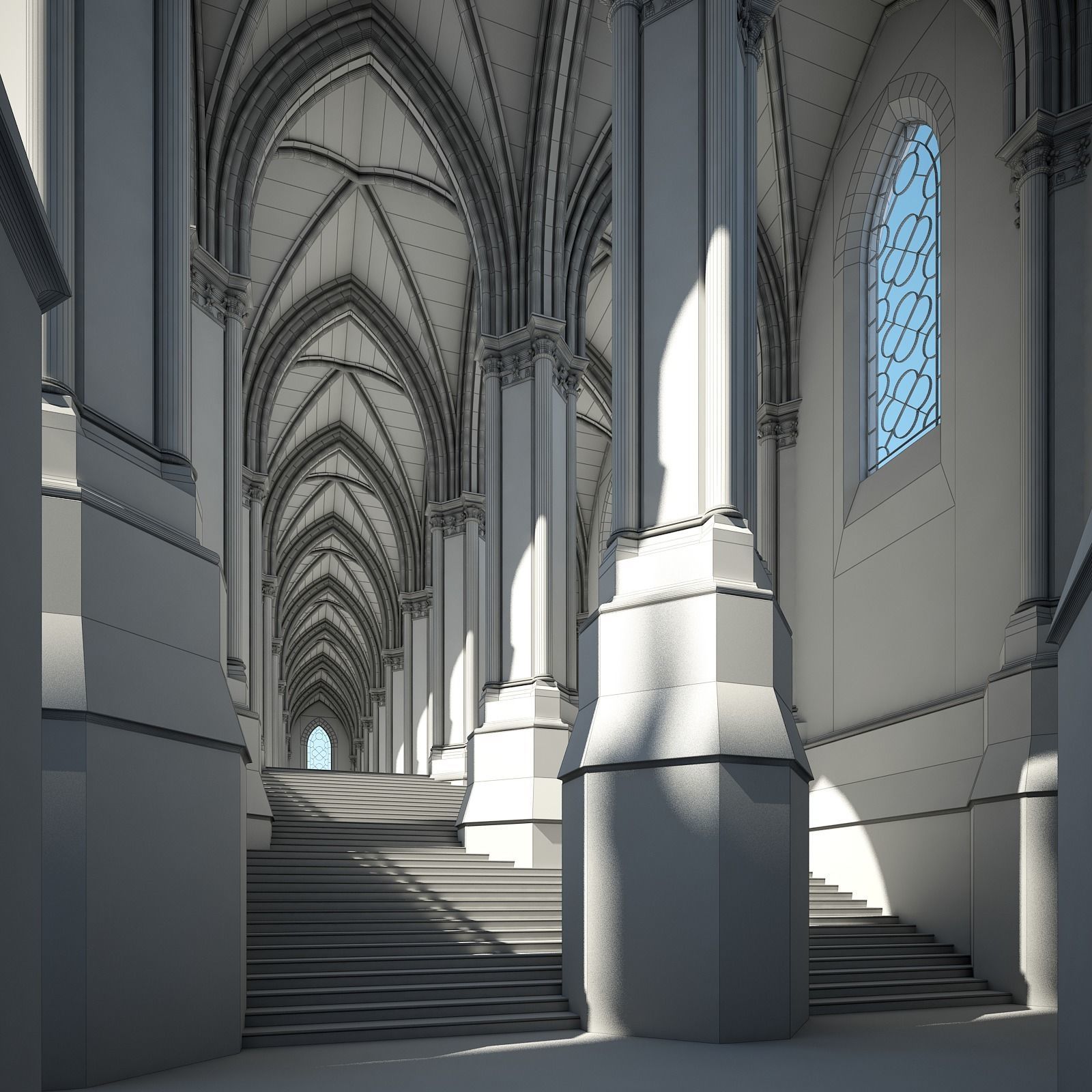 Courtyard of a Gothic Temple 3D model_30