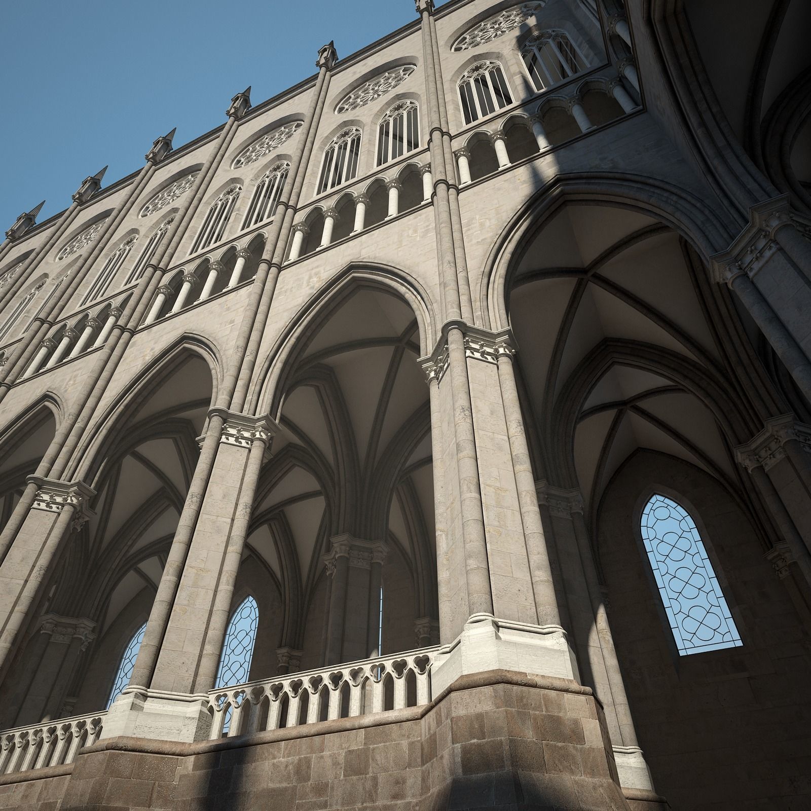 Courtyard of a Gothic Temple 3D model_12