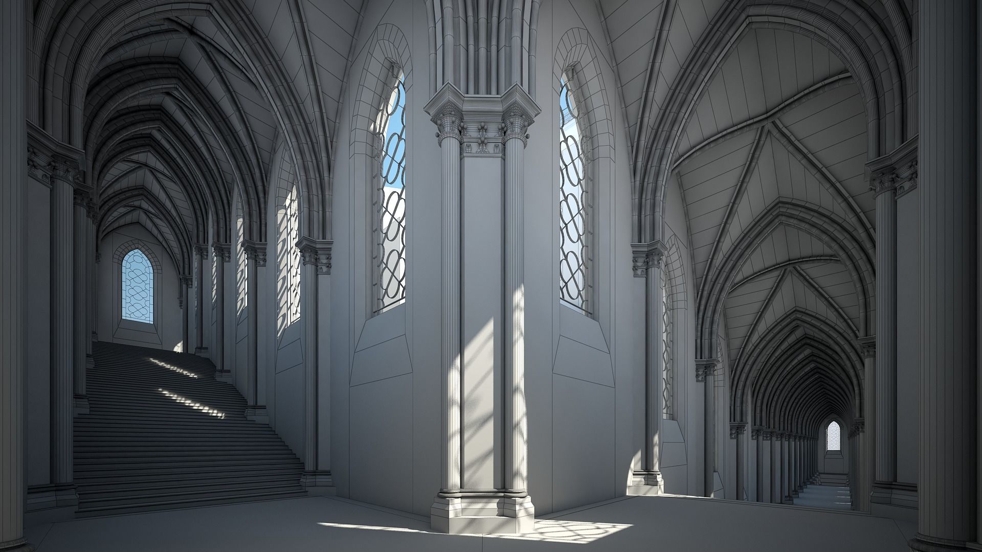 Courtyard of a Gothic Temple 3D model_37