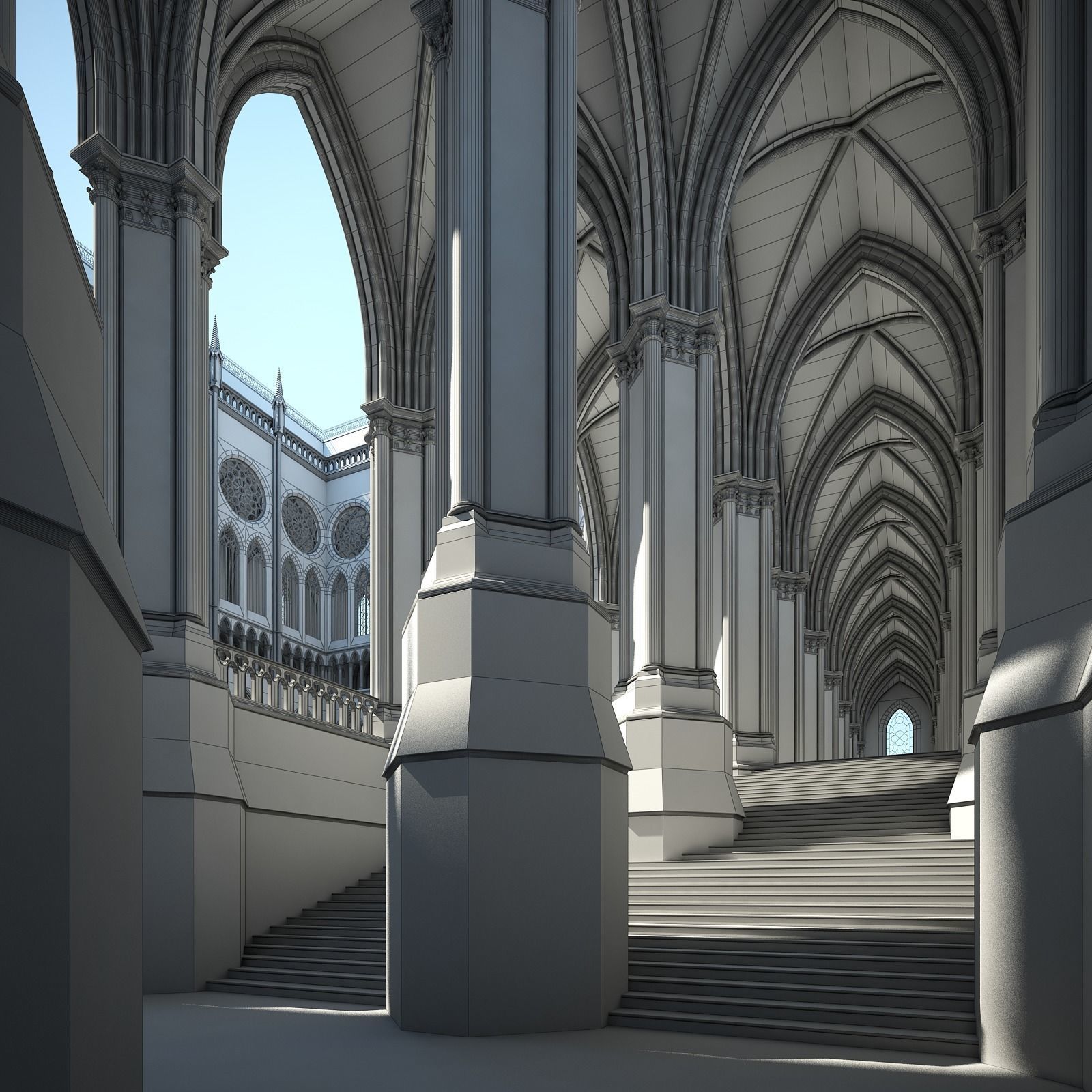 Courtyard of a Gothic Temple 3D model_26