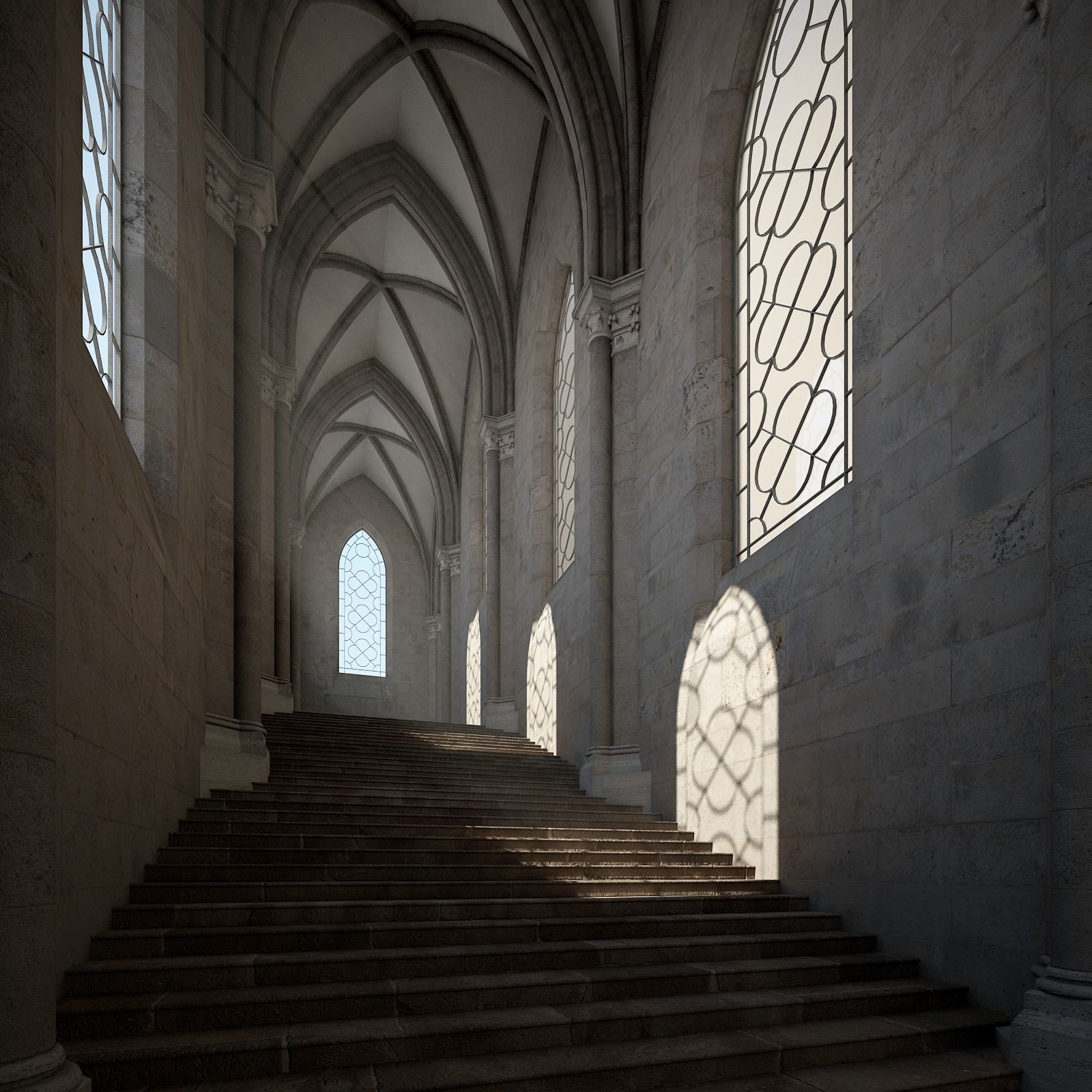 Courtyard of a Gothic Temple 3D model_14