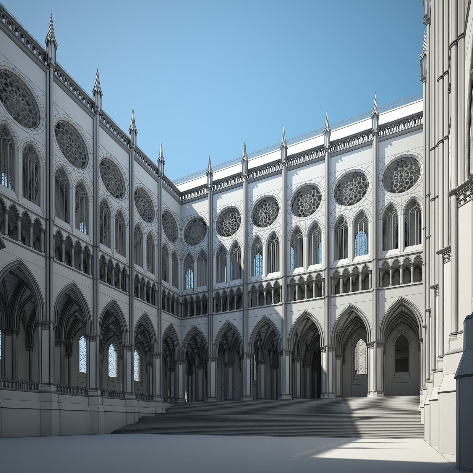 Courtyard of a Gothic Temple 3D model_24