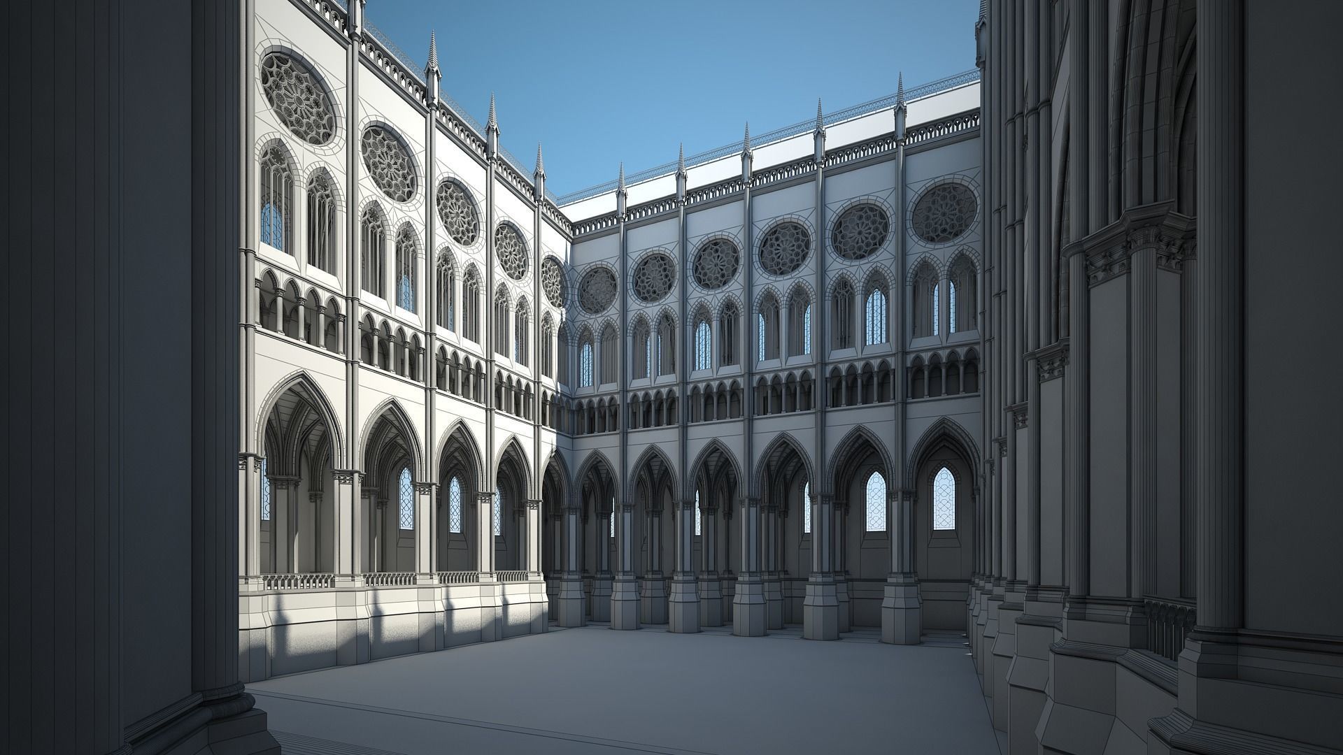 Courtyard of a Gothic Temple 3D model_23