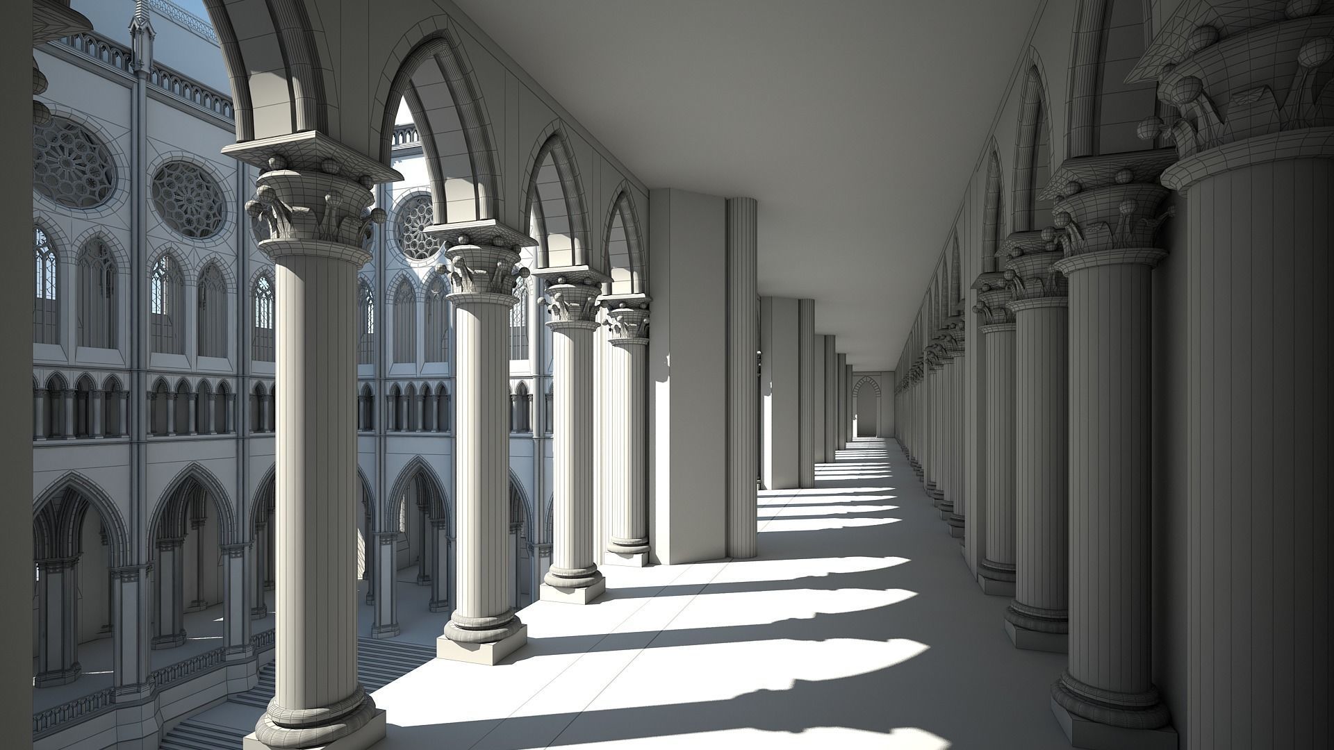 Courtyard of a Gothic Temple 3D model_43