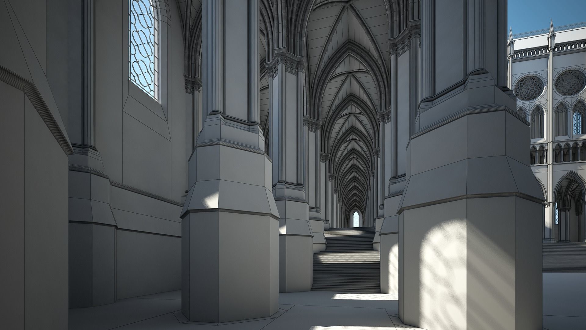 Courtyard of a Gothic Temple 3D model_27
