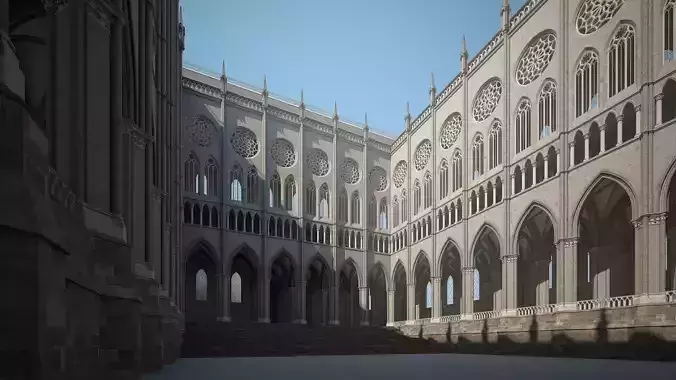 Courtyard of a Gothic Temple 3D model
