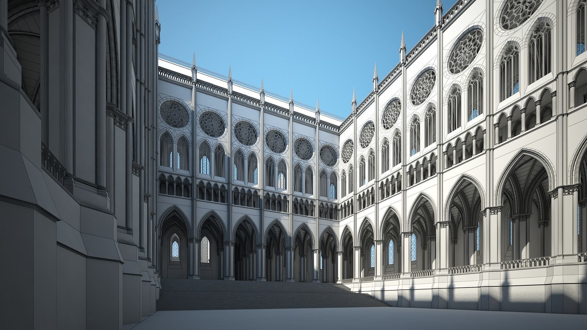Courtyard of a Gothic Temple 3D model_22